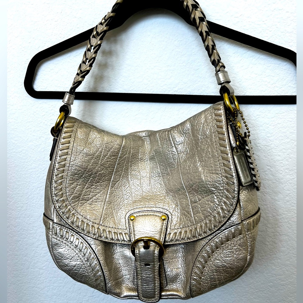 Gold Leather Coach Bag